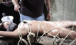 Hardcore bondage for a submissive babe with nice perky boobies