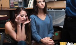 Two petite teen thieves fuck for freedom by LP officer