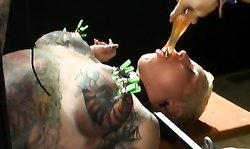 Stunning tattooed hottie with big tits hard fucked in a pussy