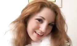 Extremely hot redhead babe Sedona plays with a big sex toy