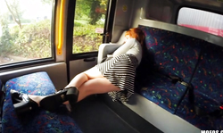 Lustful slut is getting pounded at the seat in the old train