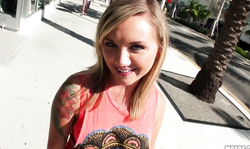 Picked up slut is undressing and sucking my massive dick on cam