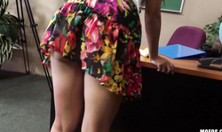 Kinky teacher is fucking in anal-hole on the desk with a horny guard