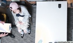 Desperate Shoplifter Hayden Henessy sucks LP huge cock