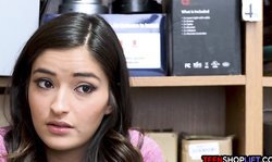 Young brunette suspected of stealing by the security