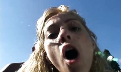 Sensual blonde Mike In Brazil Julia Fontanelli jumps on a massive dick