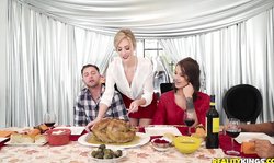 First-class chicks Moms Bang Teens Evelin Stone and Blake Morgan are trying to seduce him