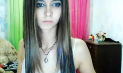 Impressive brunette is showing her outstanding slender shape