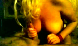 Kinky blonde is taking a massive cock in her small mouth