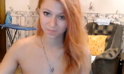 Completely innocent redhead cutie is showing off her snatch