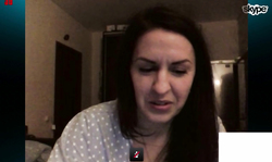 Slutty big-breasted Russian mommy shoes her naked twat