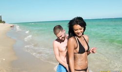 Bikini hottie Round And Brown Harley Dean demonstrates her ultimate round bottom