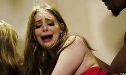 Dark X seduced white hottie Maya Kendrick anally fucked in the restroom