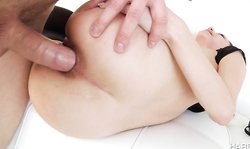 Slender anal cutie Hard X Rebel Lynn jumps on a massive rocket