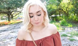 Cute-looking blonde student Public Pick UPs Anastasia Knight is sucking for cash