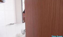 Aesthetic busty brunette Public Agent Jureka del mar sucks a dick in the bathroom