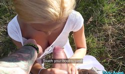 Lovely beautiful blonde Public Agent Veronica Leal gives a very sweet blowjob