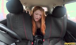 Lovely redhead hottie Fake Driving School Estella Bathory fucked in the cowgirl pose