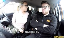 Astonishing busty blonde Fake Driving School Sasha Steele fucks in the car