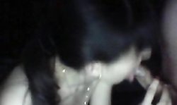 Good-looking Russian brunette is sensually sucking his hard dick