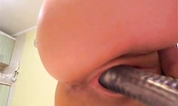 Good amateur Russian blonde plays with her wet pink vagina