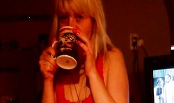 Pretty adorable Russian hottie is sucking his hairy dick on the knees