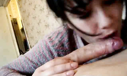 Fully clothed girlfriend gives an awesome deepthroat for her boyfriend