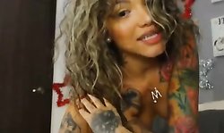 tattooed babe dances and shows off