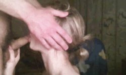 Skinny girl with huge natural tits sucks a big dick on the knees