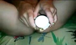 Sticking some balls and a big rubber dick deep in her Russian crack