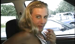 Slender young blonde takes a hard pole in her cute mouth