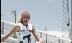 Very slender young cheerleader performs a gorgeous blowjob