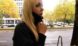 Sexy amateur blonde is giving an awesome interview!