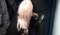 Hot chick is giving a juicy blowjob in the close-up