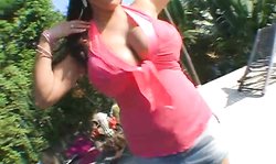 Lovely big tits babe with round ass is getting in the awesome FFM