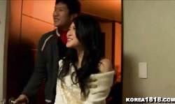 Great-looking Korean brunette rides a hard boner in the cowgirl pose