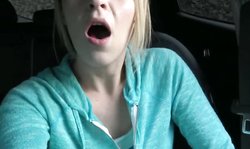 Blonde babe masturbates at public places