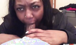 Ebony Chick Sucking A Big Black Dong