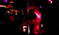 Slender stripper is dancing on shaft and playing with her body