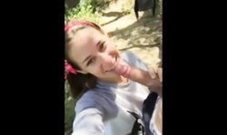 Brunette chick wants to suck dick outdoors