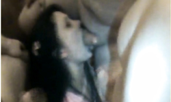 Filthy as fuck Russian whore is blowing couple of dicks