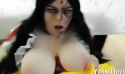 Cosplay girl with enormous boobies gets fucked