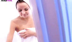 Beautiful naked teen Andi Pink takes a sweet shower
