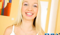 Bleached teenager loves her shaved vagina and masturbation