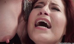 Anal casting for tied lesbian redhead