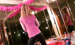 Fully clothed Dancerbating teen is trying hard to masturbate