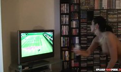 Beauty plays some Wii while she's naked
