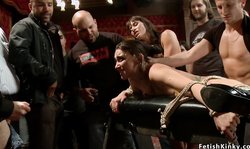 Tied slut id fucked in public bar