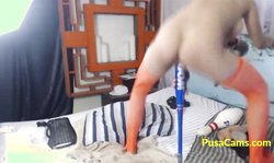 Older Women Fucks Everything she finds at home