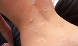 Cumshot on the body of amazing blondy in POV porn